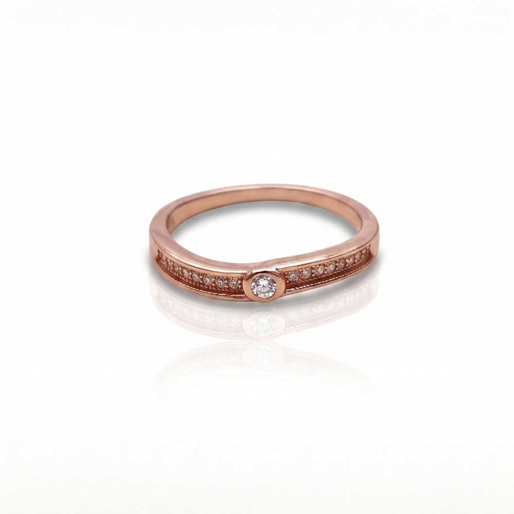 Elegant Rosegold Diamond 925 Silver Ring