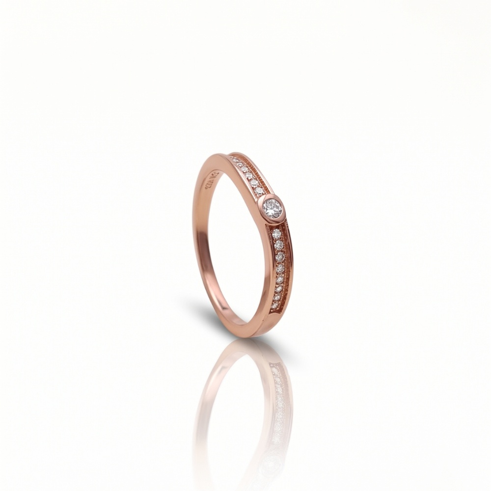 Elegant Rosegold Diamond 925 Silver Ring