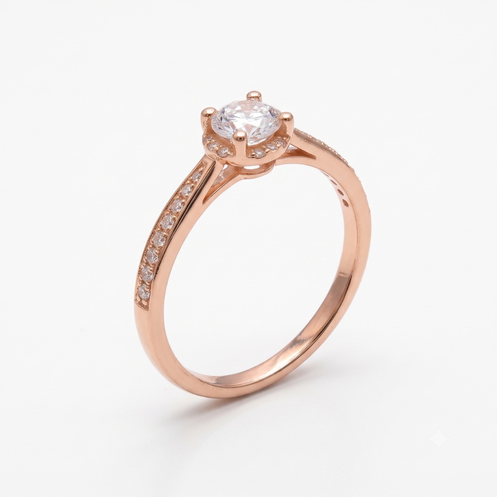 Rosegold Round Solitaire Sparkle Ring