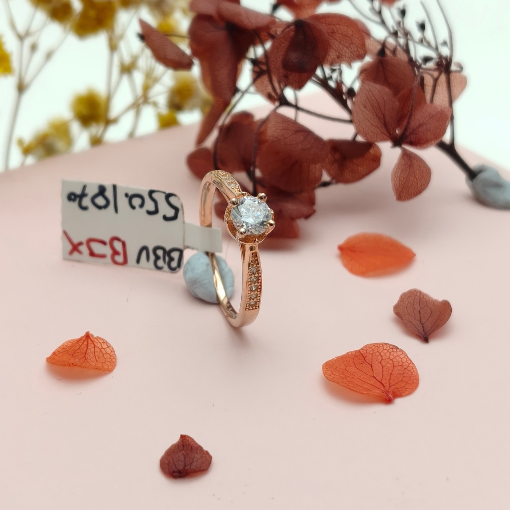 Rosegold Round Solitaire Sparkle Ring
