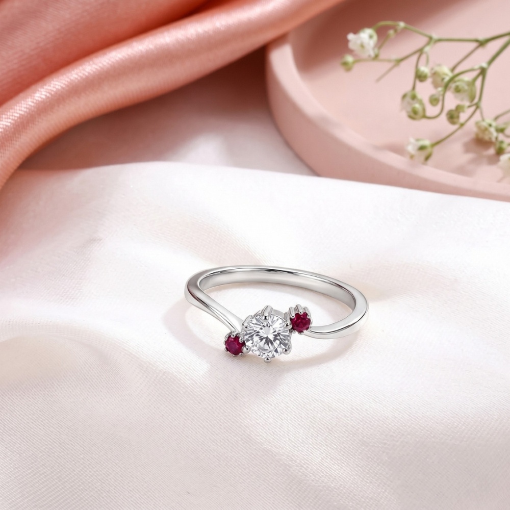 Pink Stone Solitaire 925 Silver Ring