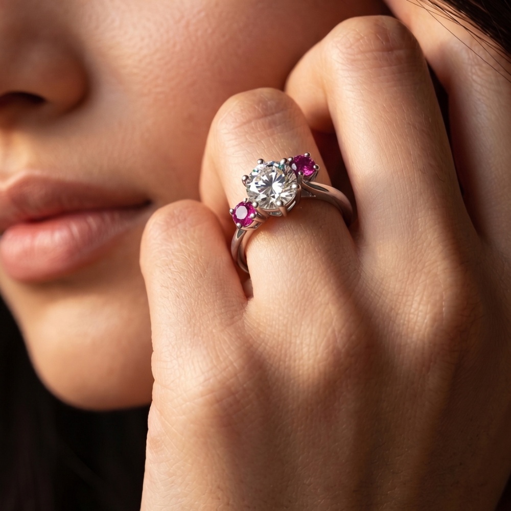 Pink Stone Solitaire 925 Silver Ring