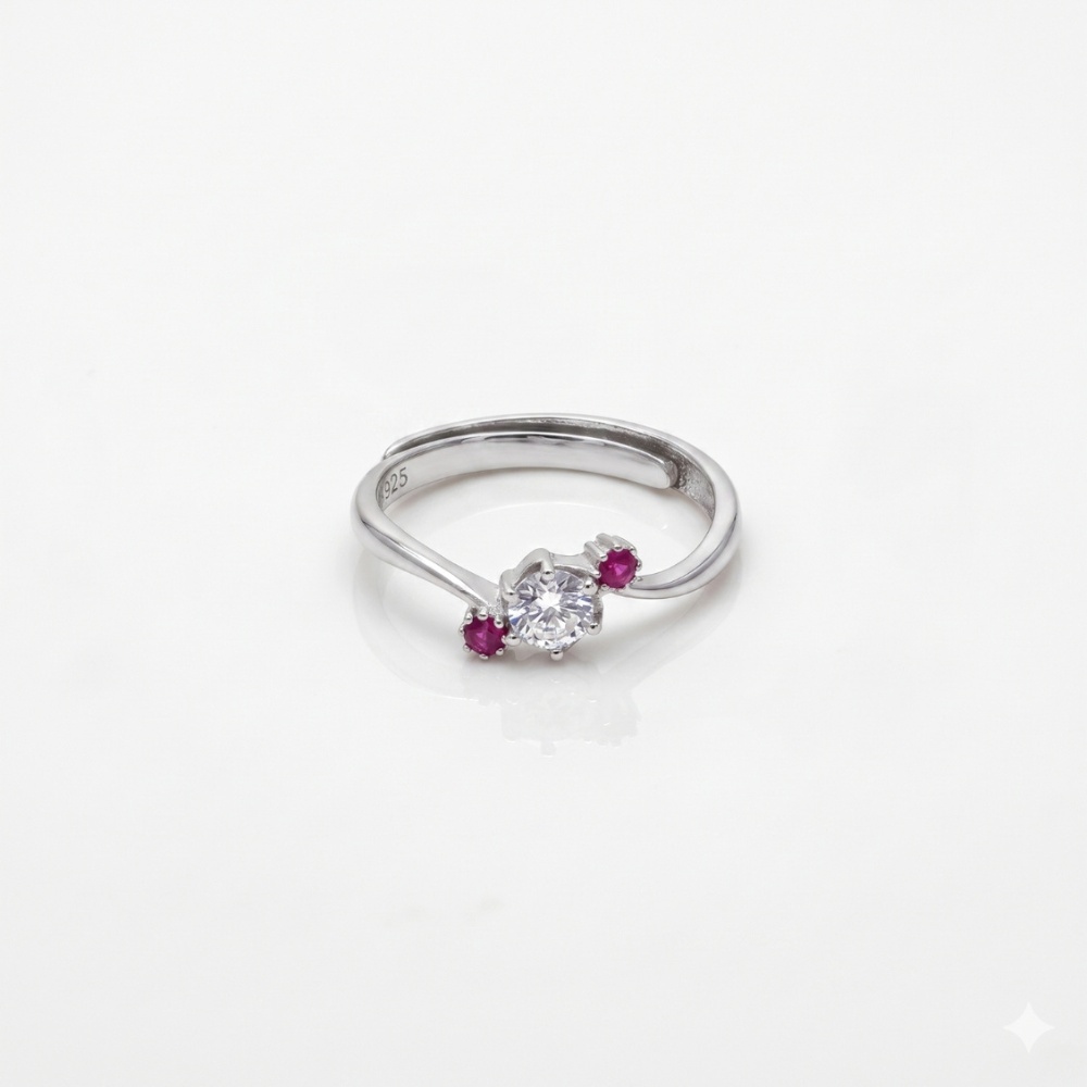Pink Stone Solitaire 925 Silver Ring
