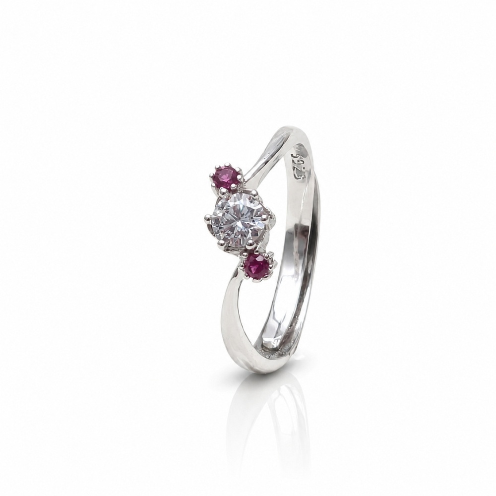 Pink Stone Solitaire 925 Silver Ring