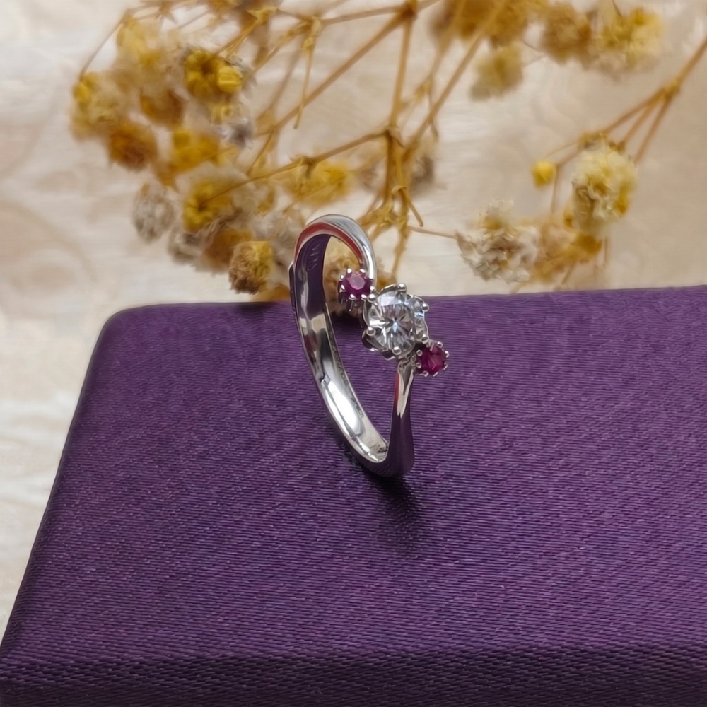 Pink Stone Solitaire 925 Silver Ring
