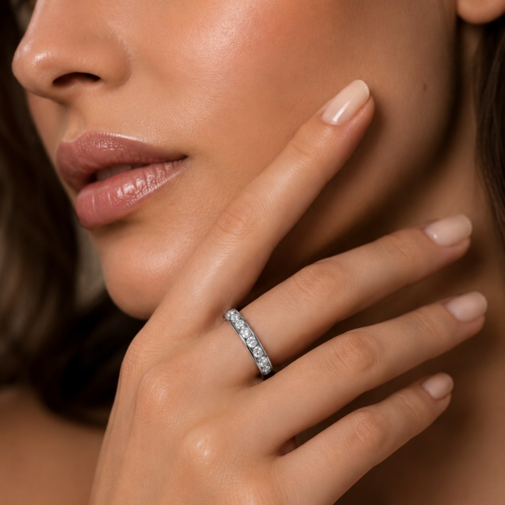 Timeless CZ Stone Band 925 Silver Ring
