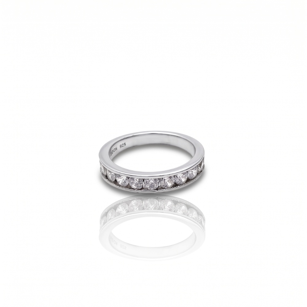 Timeless CZ Stone Band 925 Silver Ring