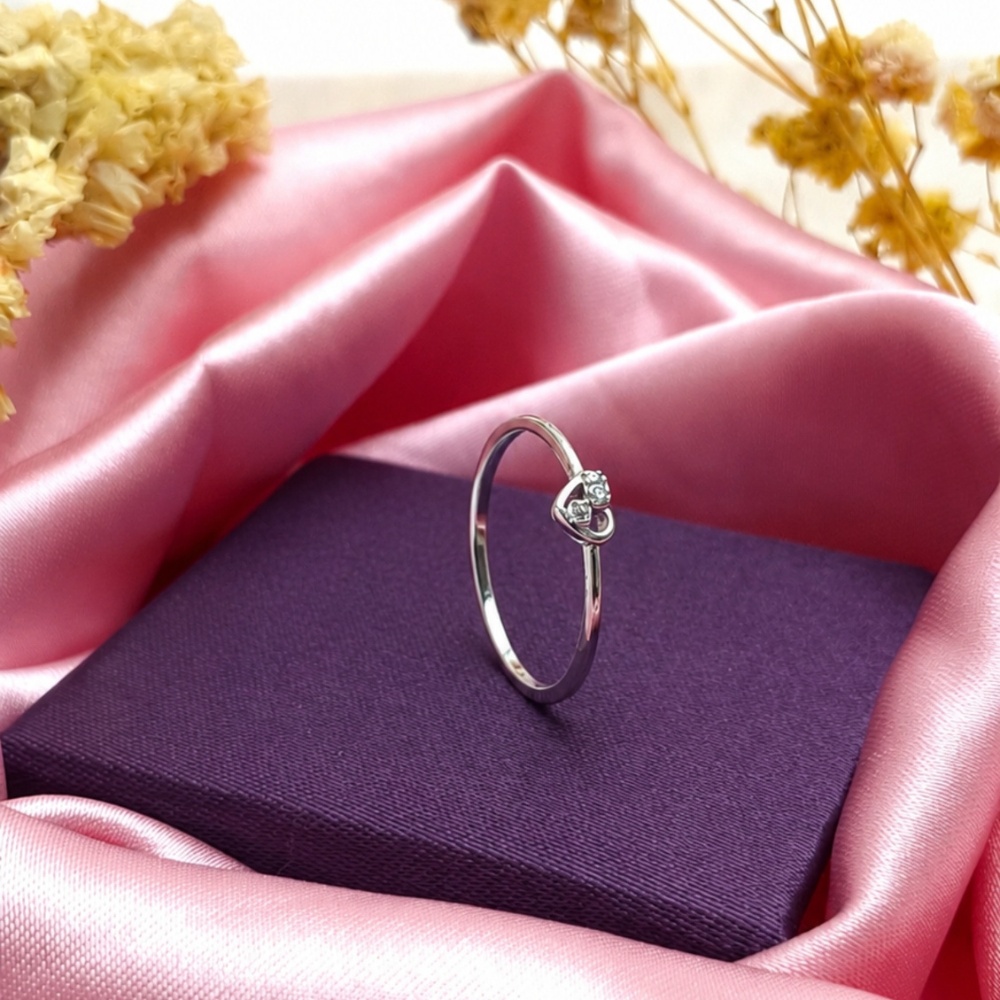 Tiny Heart Charm 925 Silver Ring