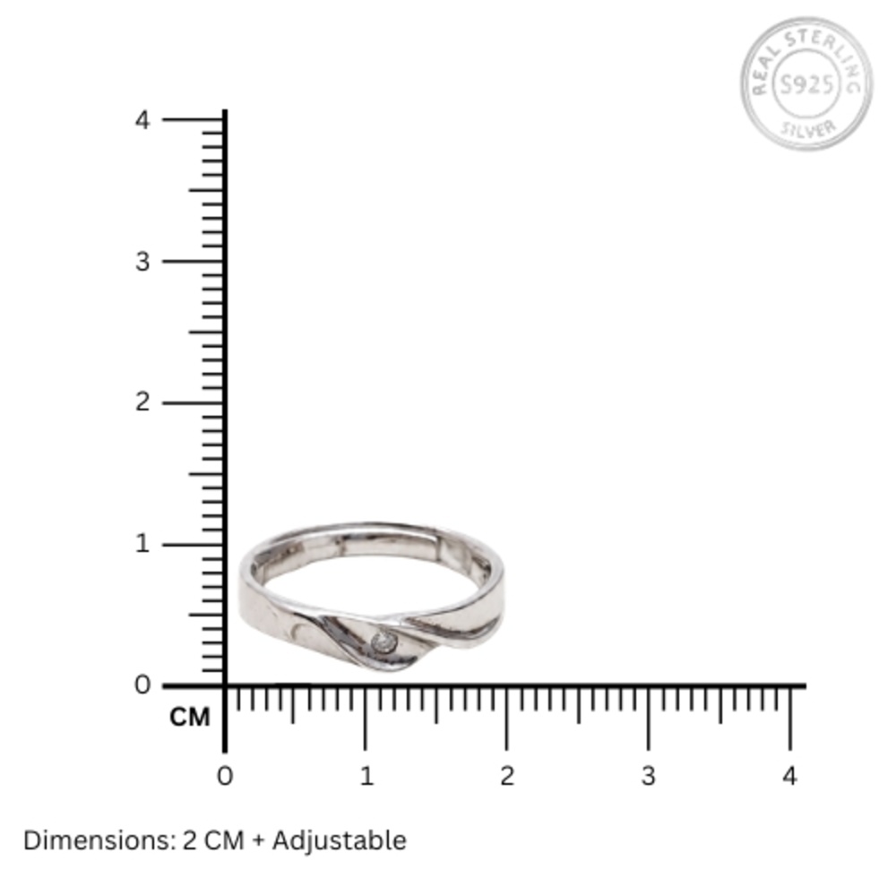Twisted CZ 925 Silver Ring