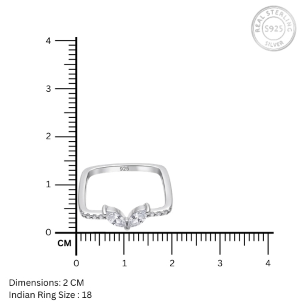 Marquise V Bow 925 Silver Ring