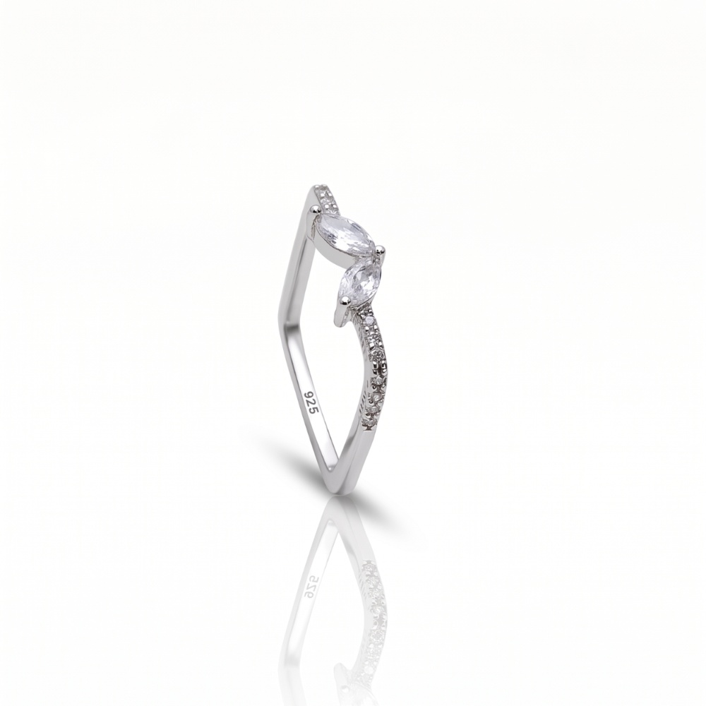 Marquise V Bow 925 Silver Ring