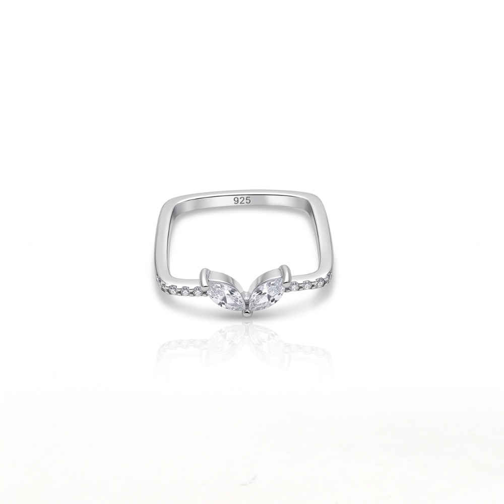Marquise V Bow 925 Silver Ring