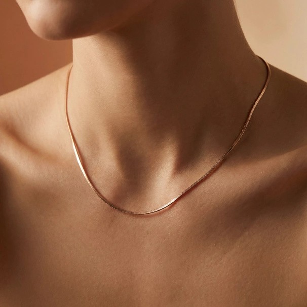 Gold Sleek Snake Chain – Gold Plated 92.5 Sterling Silver Minimalist Fluid Link Necklace