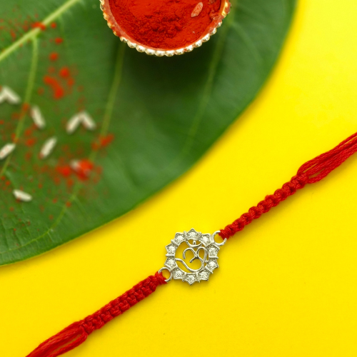Divine Om Halo 925 Sterling Silver Rakhi for Brother – Premium Designer Rakhi