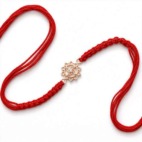 Divine Lotus Swastik 925 Sterling Silver Rakhi for Brother | Rose Gold Finish