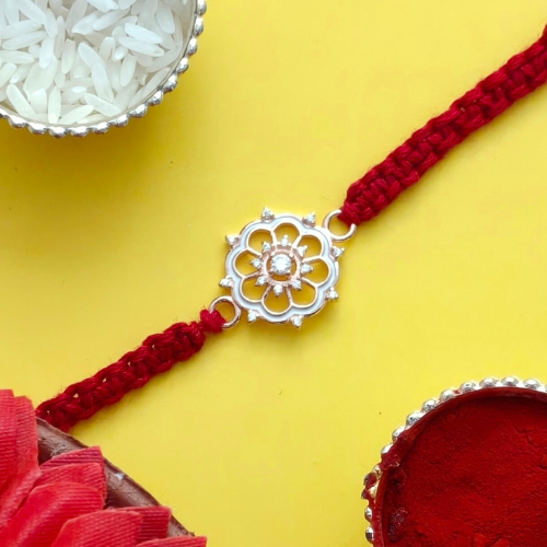 Radiant Floral Bloom 925 Sterling Silver Rakhi