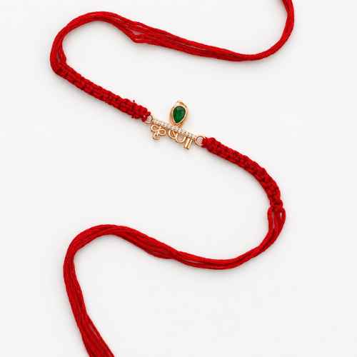 Divine Lord Krishna Green Stone 925 Sterling Silver Rakhi for Brother – Premium Designer Rakhi