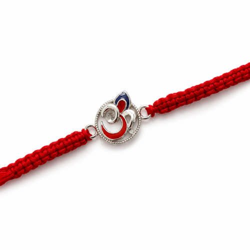 Om Enamel Silver Rakhi