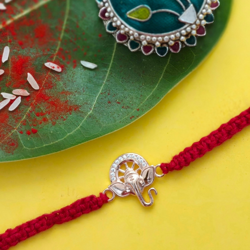 Divine Ganesha Halo 925 Sterling Silver Rakhi for Brother – Premium Designer Rakhi