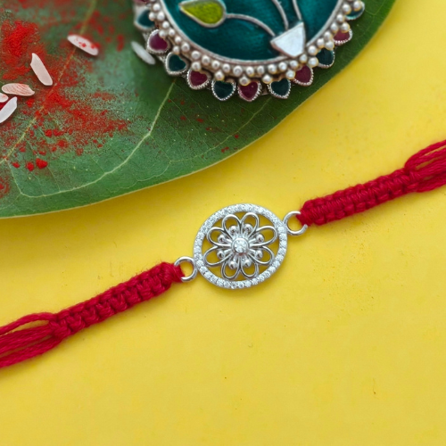 Radiant Floral Mandala 925 Sterling Silver Rakhi