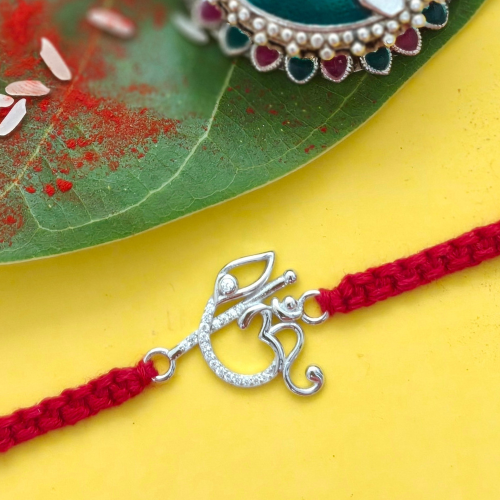 Divine Om Morpankh 925 Sterling Silver Rakhi for Brother – Premium Designer Rakhi