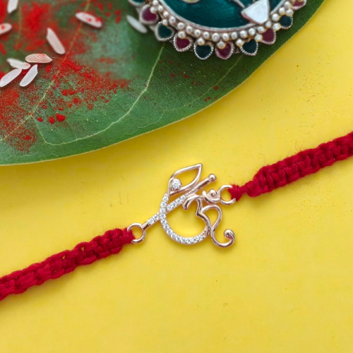 Sacred Om Morpankh 925 Sterling Silver Rakhi