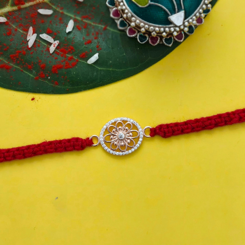 Sparkling Floral Charm 925 Sterling Silver Rakhi