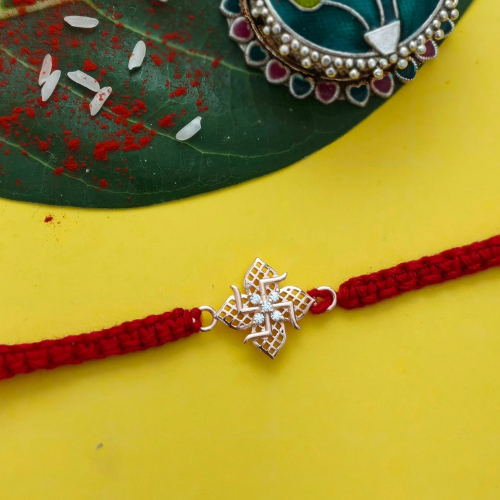 Divine Swastik Jali 925 Sterling Silver Rakhi for Brother – Premium Designer Rakhi