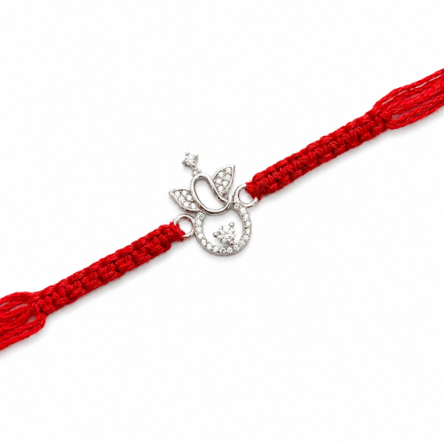 Minimal Lord Ganesha CZ 925 Sterling Silver Rakhi for Brother – Premium Designer Rakhi