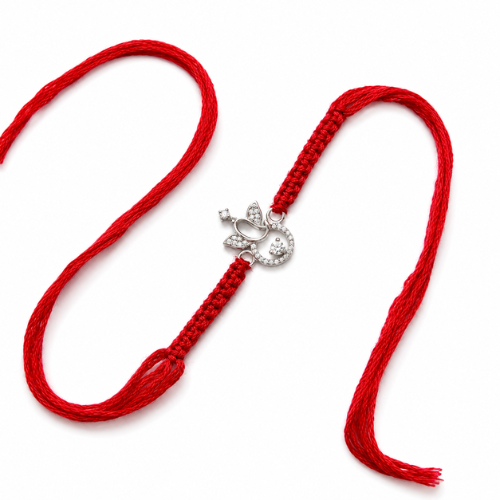 Minimal Lord Ganesha CZ 925 Sterling Silver Rakhi for Brother – Premium Designer Rakhi