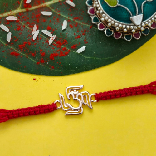 Elegant Om Ganesh 925 Sterling Silver Rakhi