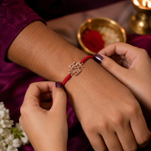 Elegant Om Ganesh 925 Sterling Silver Rakhi
