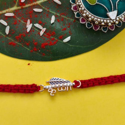 Premium Shree Morpankh Sterling Silver Rakhi