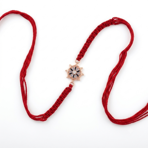 Blue Enamel Floral 925 Sterling Silver Rakhi for Brother – Premium Designer Rakhi