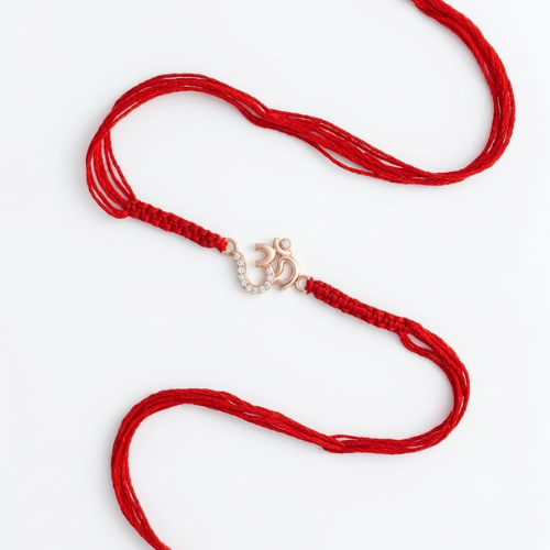 Divine Om CZ 925 Sterling Silver Rakhi for Brother – Premium Designer Rakhi