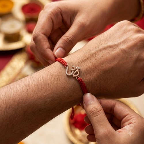 Divine Om CZ 925 Sterling Silver Rakhi for Brother – Premium Designer Rakhi