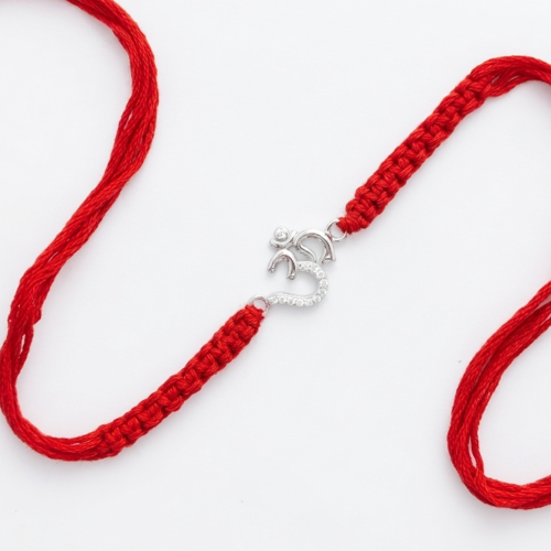 Minimal Om CZ 925 Sterling Silver Rakhi for Brother – Premium Designer Rakhi