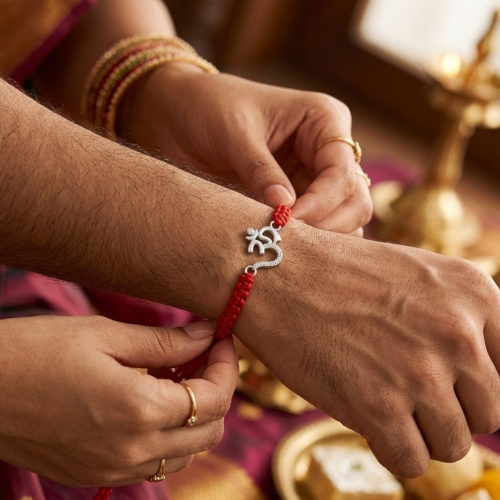 Minimal Om CZ 925 Sterling Silver Rakhi for Brother – Premium Designer Rakhi