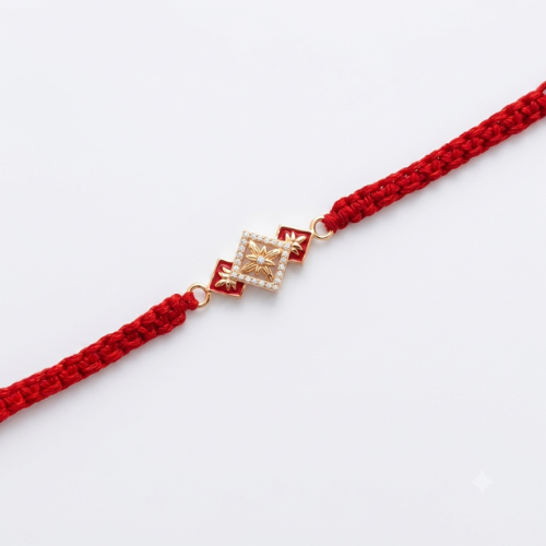 Celestial Star Red Enamel Sterling Silver Rakhi