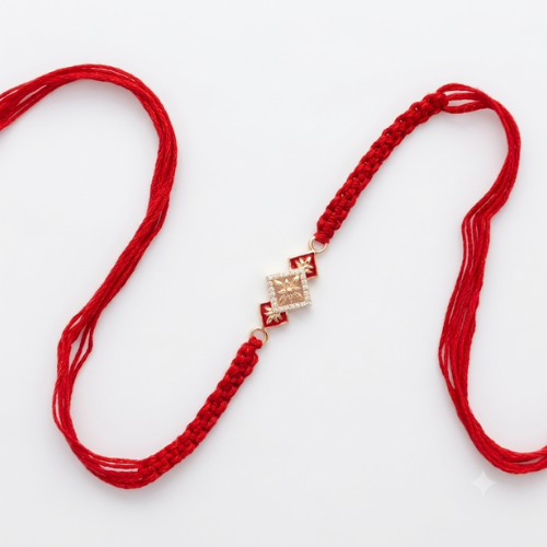 Celestial Star Red Enamel Sterling Silver Rakhi