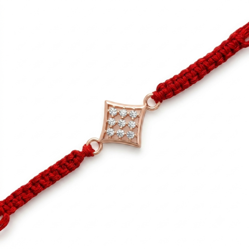 Geometric Diamond CZ 925 Sterling Silver Rakhi for Brother – Premium Designer Rakhi
