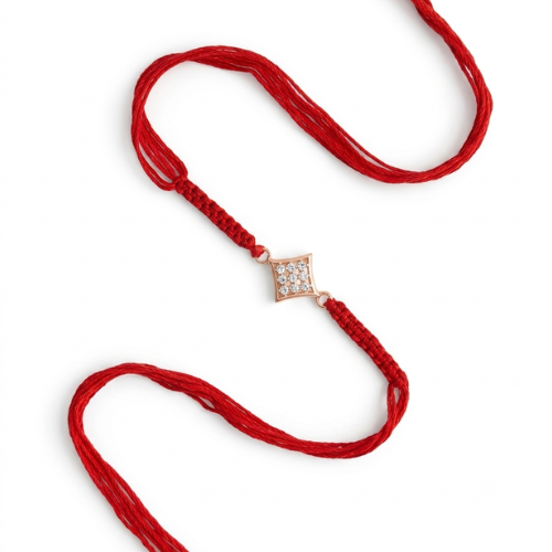 Geometric Diamond CZ 925 Sterling Silver Rakhi for Brother – Premium Designer Rakhi