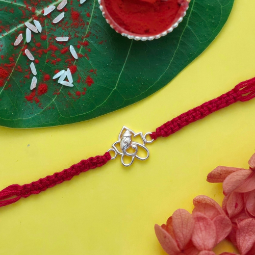 Artistic Lord Ganesha 925 Sterling Silver Rakhi for Brother – Premium Designer Rakhi