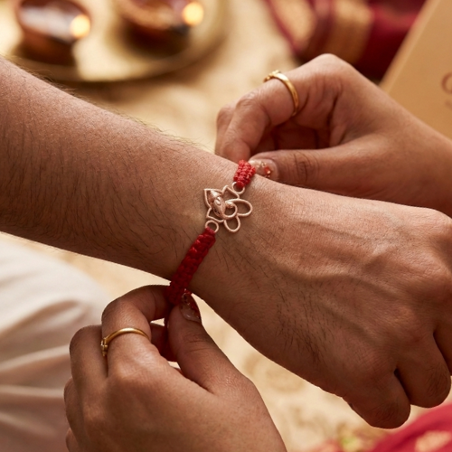 Artistic Lord Ganesha 925 Sterling Silver Rakhi for Brother – Premium Designer Rakhi