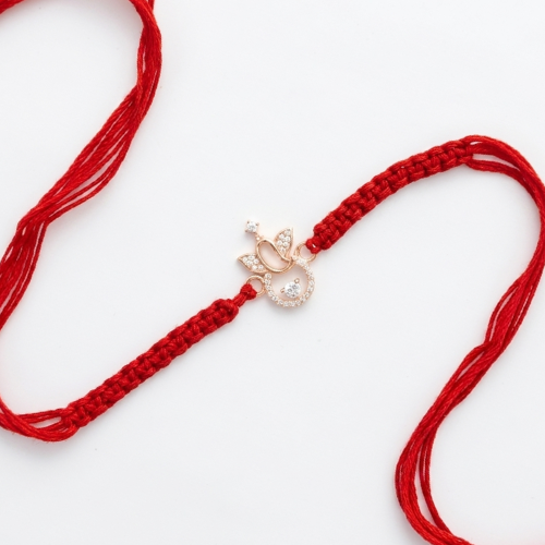 Minimal Lord Ganesha CZ 925 Sterling Silver Rakhi for Brother – Premium Designer Rakhi