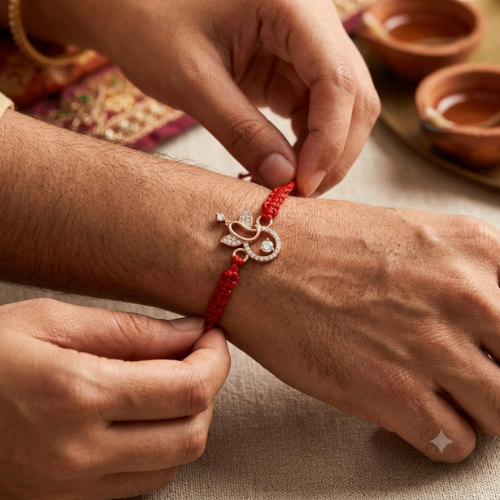 Minimal Lord Ganesha CZ 925 Sterling Silver Rakhi for Brother – Premium Designer Rakhi