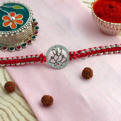 Blessed Ganesha 925 Sterling Silver Rakhi for Brother