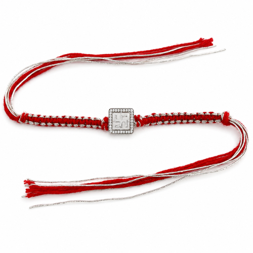 Shubh Swastik 925 Sterling Silver Rakhi for Brother