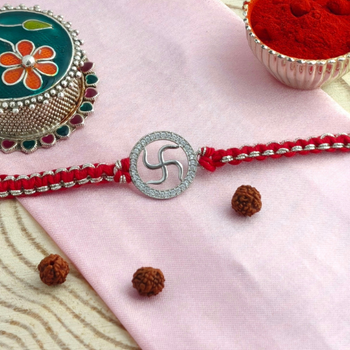 Prosperity Swastik 925 Sterling Silver Rakhi for Brother
