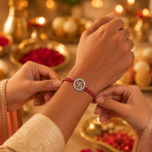 Prosperity Swastik 925 Sterling Silver Rakhi for Brother